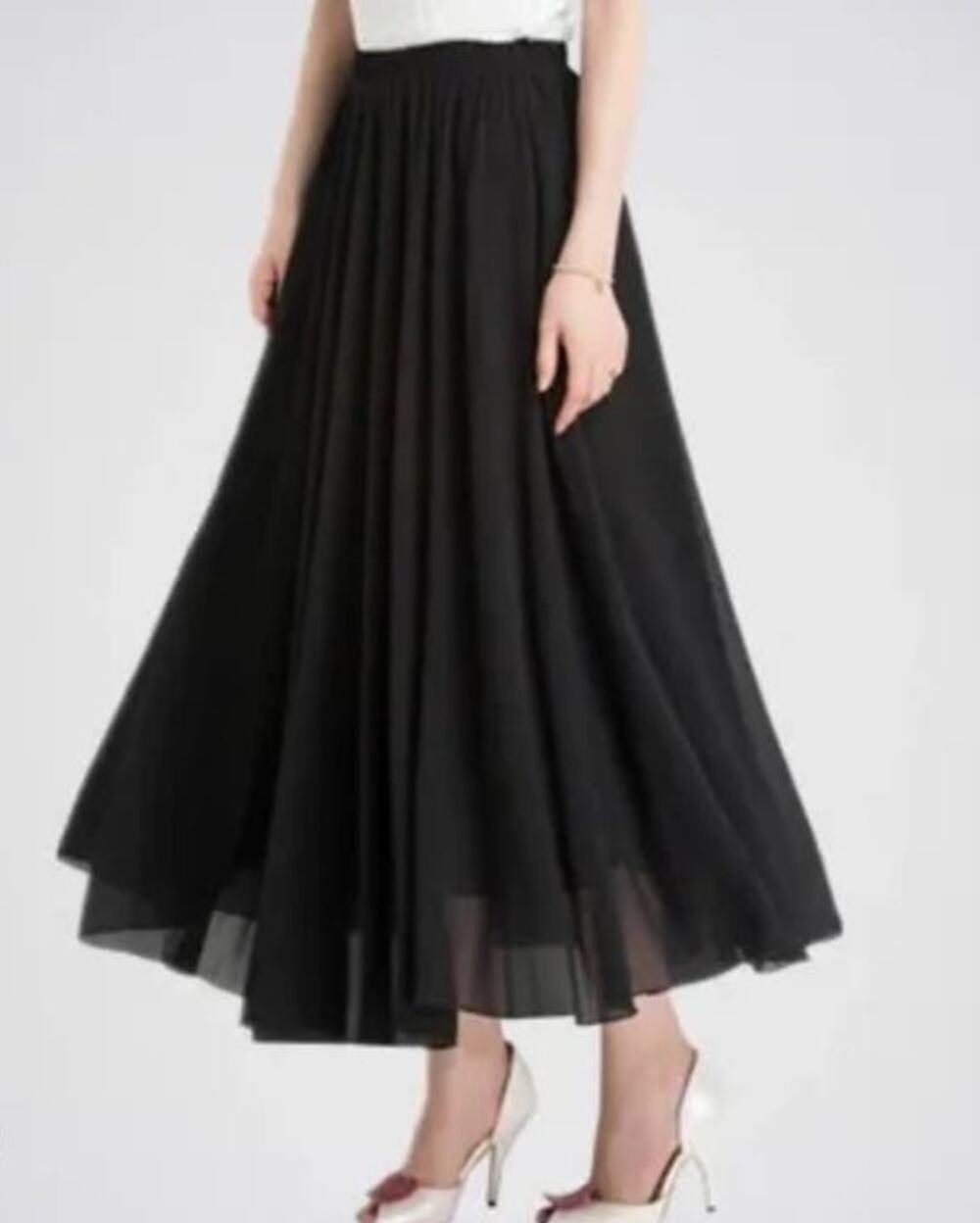 Vintage J.B.S. LTD Black formal shimmery iridescent overlay maxi skirt size 14